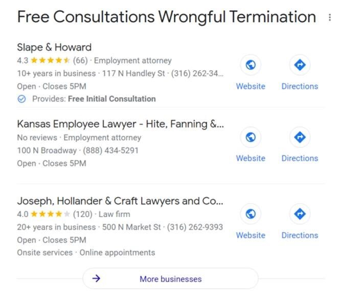 free consultation wrongful termination Google search result 4.22.22.jpg